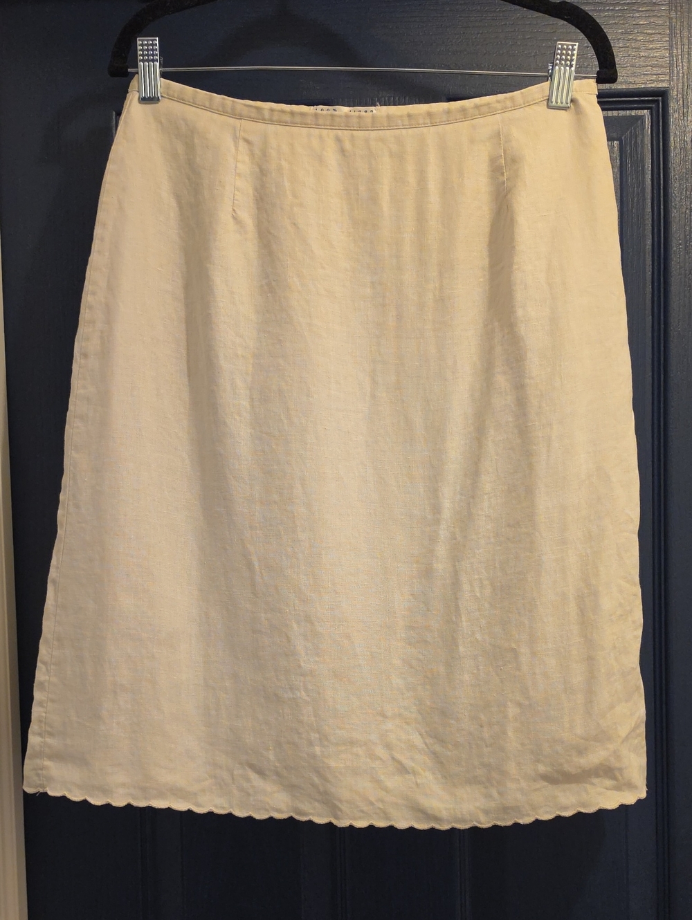 Old Navy Women's Size 8 Cream A-Line Linen-Blend Lined Skirt with Scalloped Hem